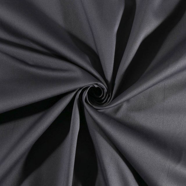 Tissu Coton Satiné extensible Gris ardoise - Par 10 cm