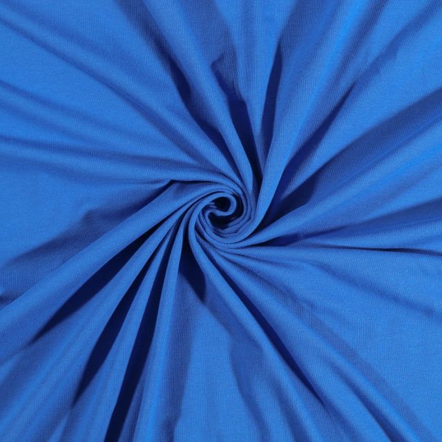 Tissu Jersey Coton uni Bleu Roi - Par 10 cm