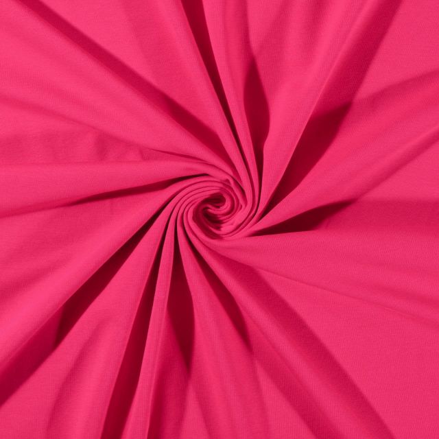 Tissu Jersey de Coton uni Fushia - Par 10 cm
