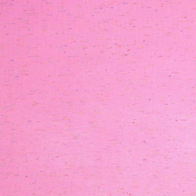 Tissu Jersey Viscose Moucheté Multicolore sur fond Rose bonbon - Par 10 cm