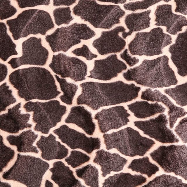 Tissu Velours Peau de bête Girafe Beige et Marron - Par 10 cm