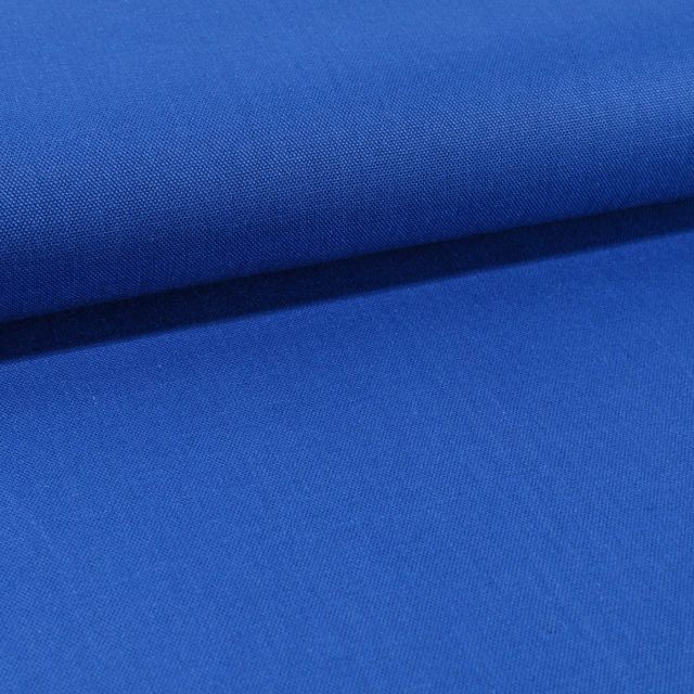 Tissu Toile Coton Canvas uni Bleu Roi - Par 10 cm