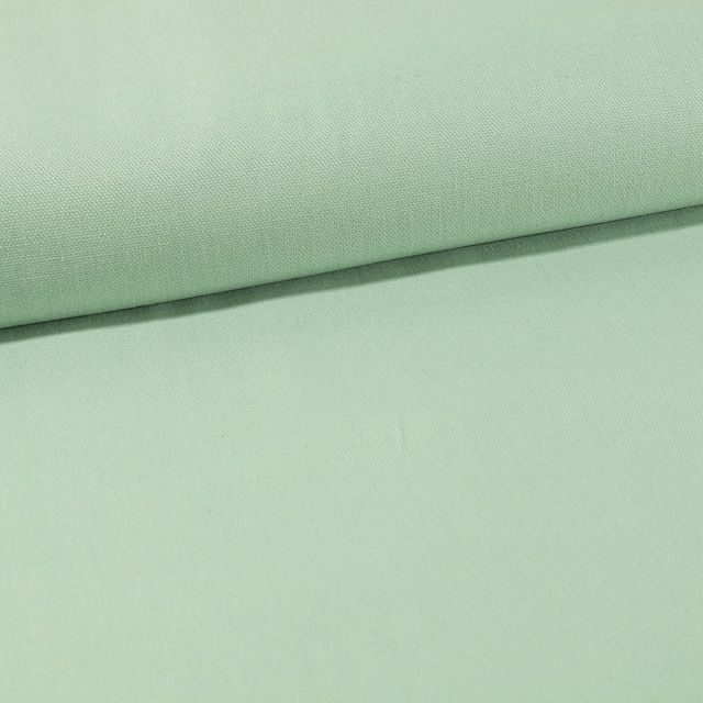Tissu Toile de Coton Canevas uni Vert lichen - Par 10 cm