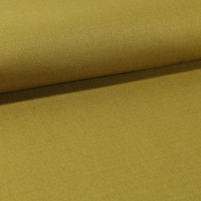 Tissu Toile Coton Canvas uni Vert Olive - Par 10 cm