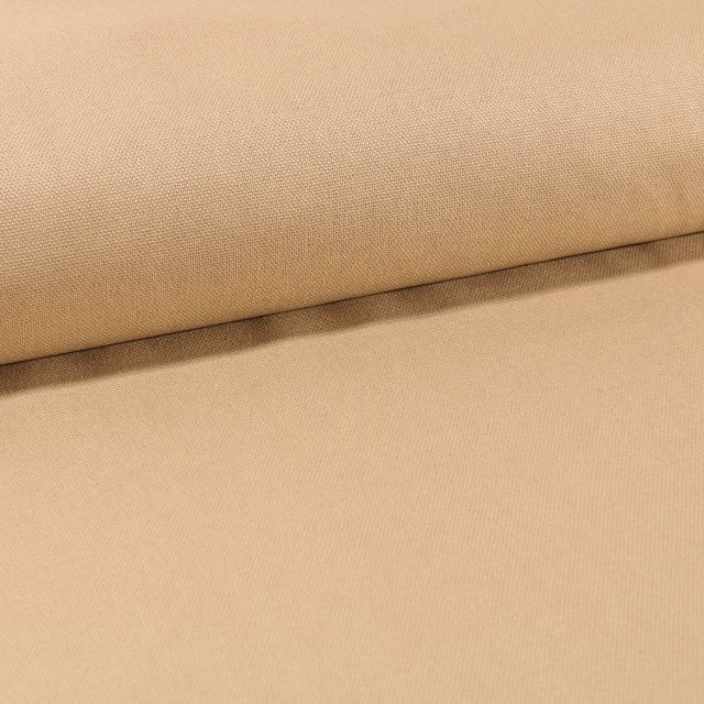 Tissu Toile Coton Canvas uni Jaune Sable - Par 10 cm