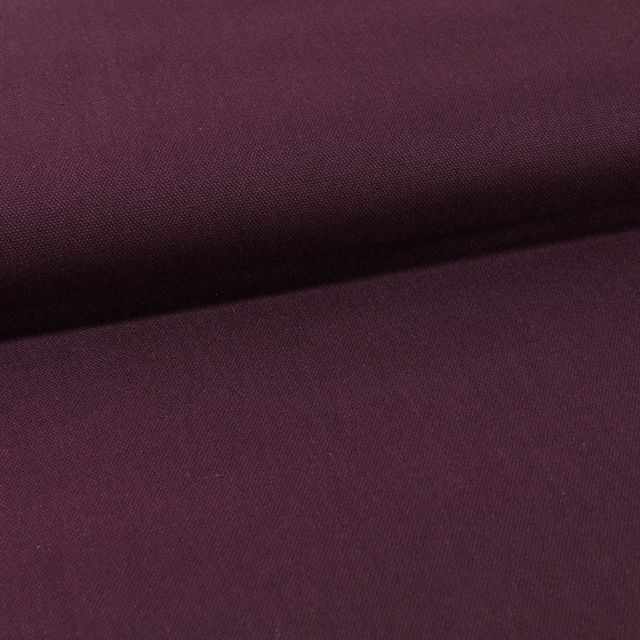 Tissu Toile Coton Canvas uni Prune foncé - Par 10 cm