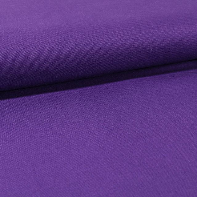 Tissu Toile Coton Canvas uni Violet - Par 10 cm