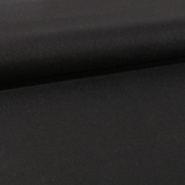 Tissu Toile Coton Canvas uni Noir - Par 10 cm