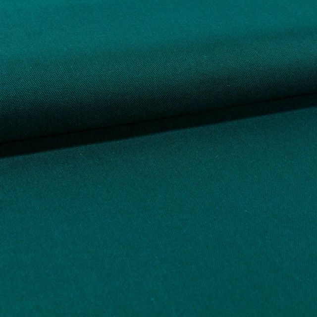 Tissu Toile Coton Canvas uni Vert Canard - Par 10 cm