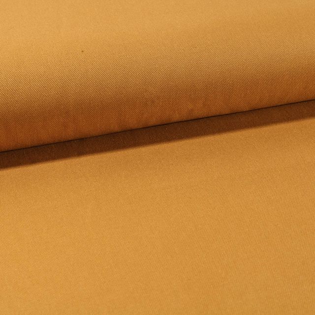 Tissu Toile Coton Canvas uni Jaune Moutarde - Par 10 cm