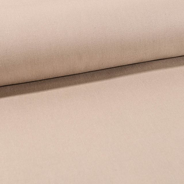 Tissu Toile Coton Canvas uni Beige Clair - Par 10 cm