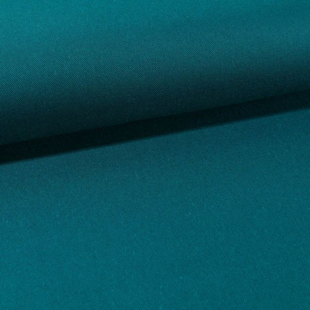 Tissu Toile Coton Canvas uni Bleu Pétrole - Par 10 cm