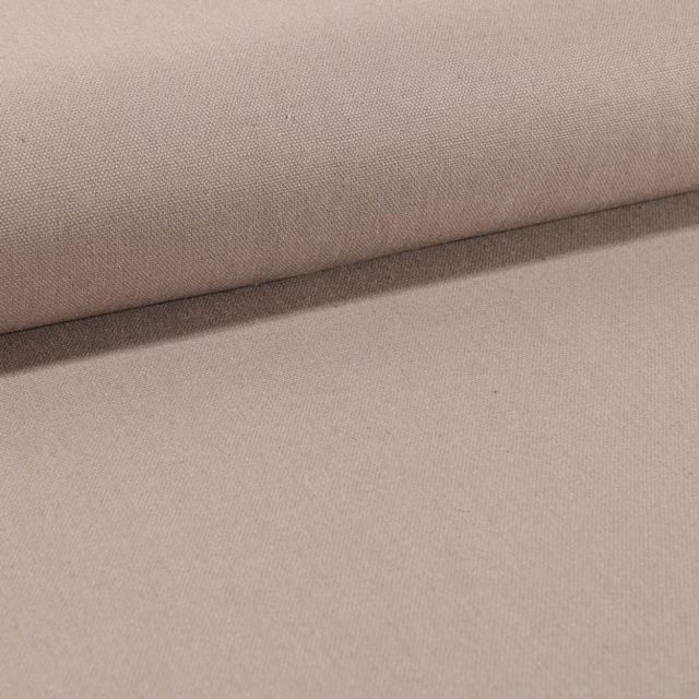 Tissu Toile Coton Canvas uni Beige Sable - Par 10 cm