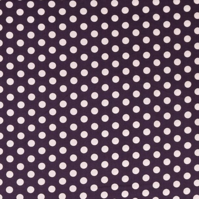 Tissu Coton imprimé Violet Pois 8 mm Blancs - Par 10 cm