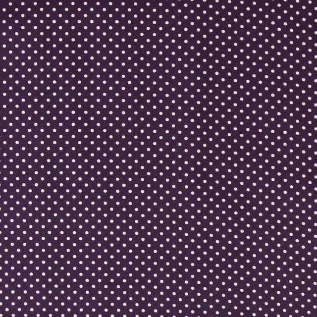 Tissu Coton imprimé Violet Pois 3 mm Blancs - Par 10 cm