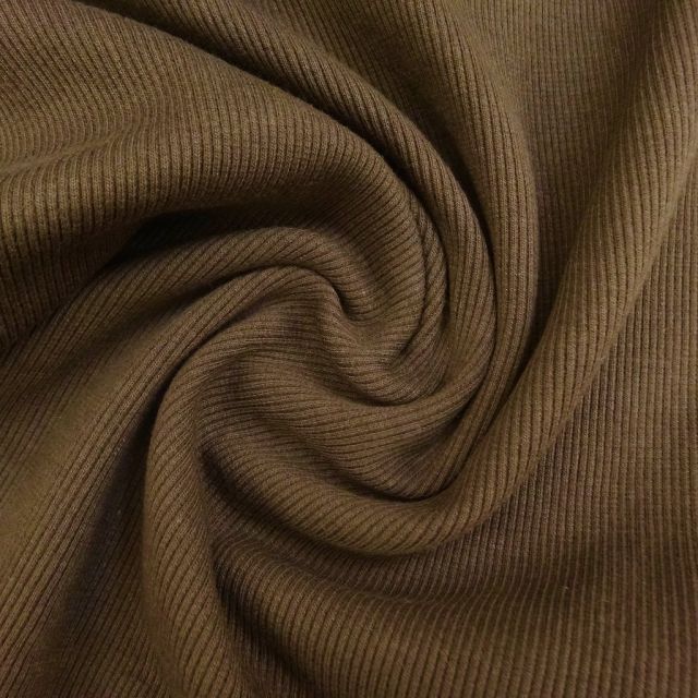 Tissu Bord côte uni Chocolat - Par 10 cm