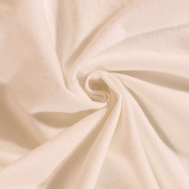 Tissu Flanelle de coton uni Blanc Cassé - Par 10 cm