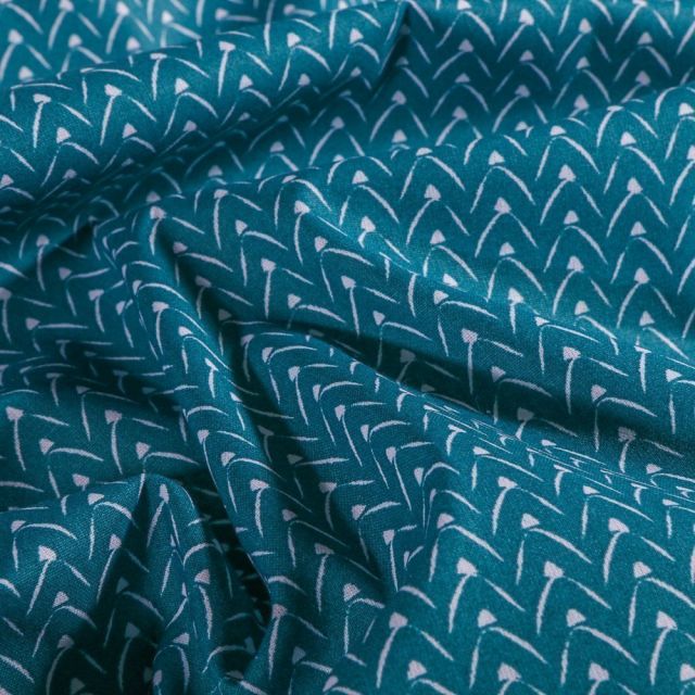 Tissu Coton imprimé Arty Arc sur fond Vert émeraude - Par 10 cm