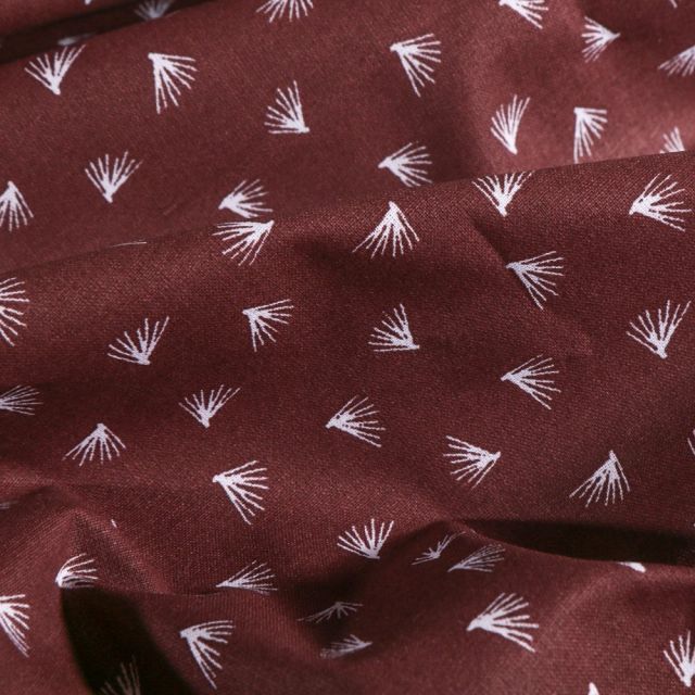 Tissu Coton imprimé Arty Brin de pissenlit sur fond Prune foncé - Par 10 cm