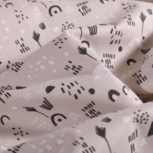 Tissu Coton imprimé Arty Savana sur fond Beige - Par 10 cm