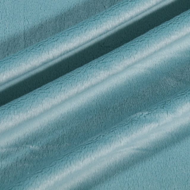 Tissu Minky Ultra doux Ras  Bleu lagon - Par 10 cm