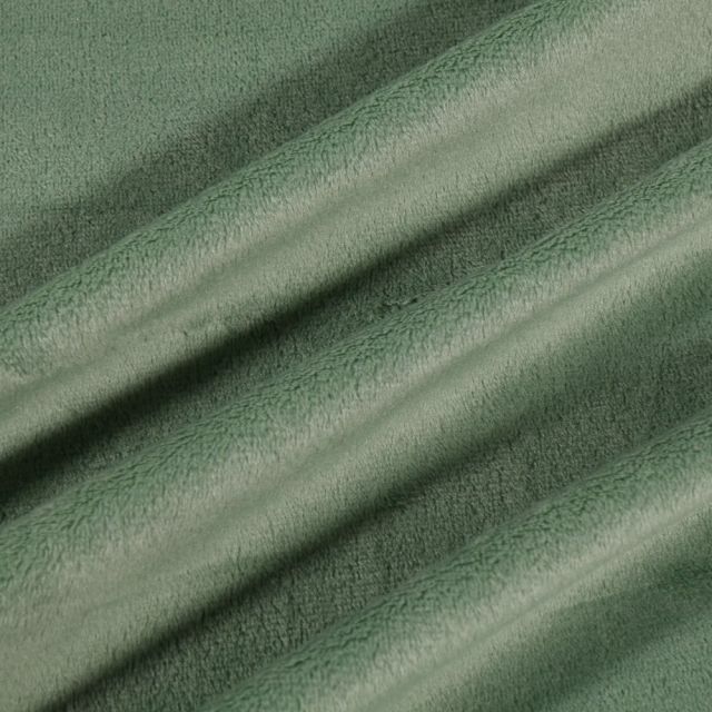 Tissu Minky Ultra doux Ras Vert kaki clair - Par 10 cm