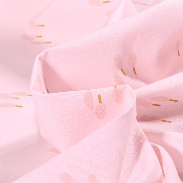 Tissu Coton imprimé Arty Ardain sur fond Rose pâle