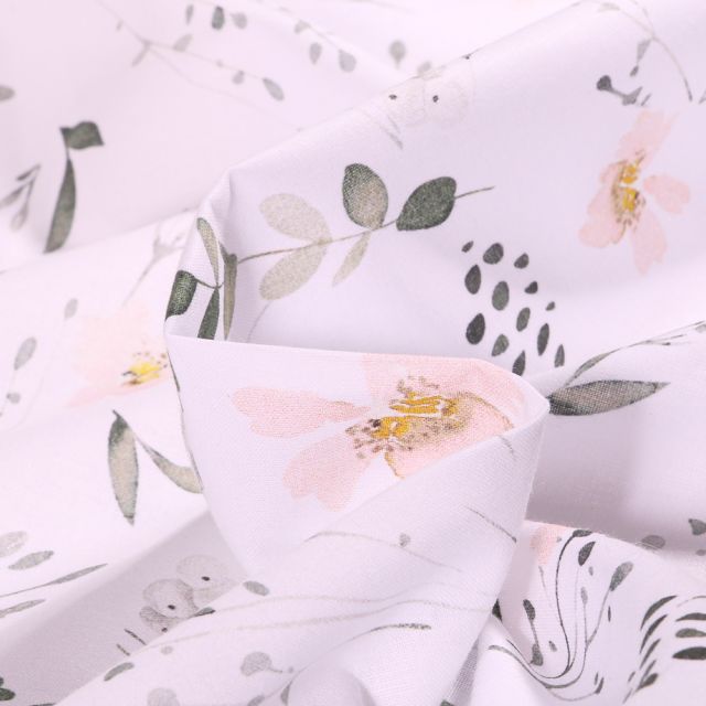 Tissu Coton imprimé Digital Arty Cecelia sur fond Blanc