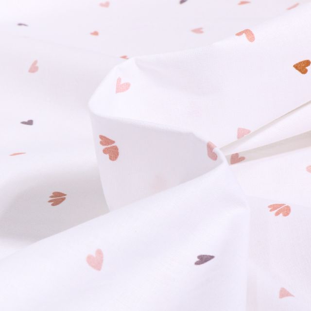 Tissu Coton imprimé Arty Coreo cœurs sur fond Blanc