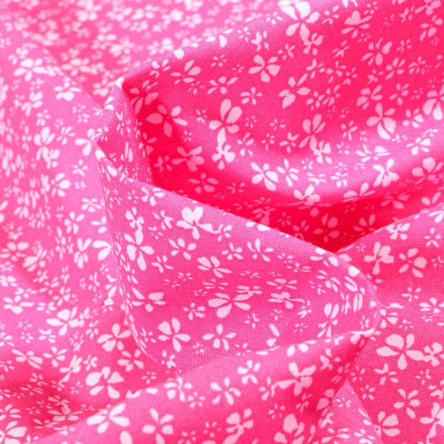 Tissu Coton imprimé Arty Difatty sur fond Rose fuchsia