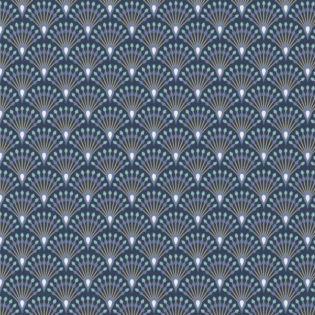 Tissu Coton enduit Ginza sur fond Bleu indigo