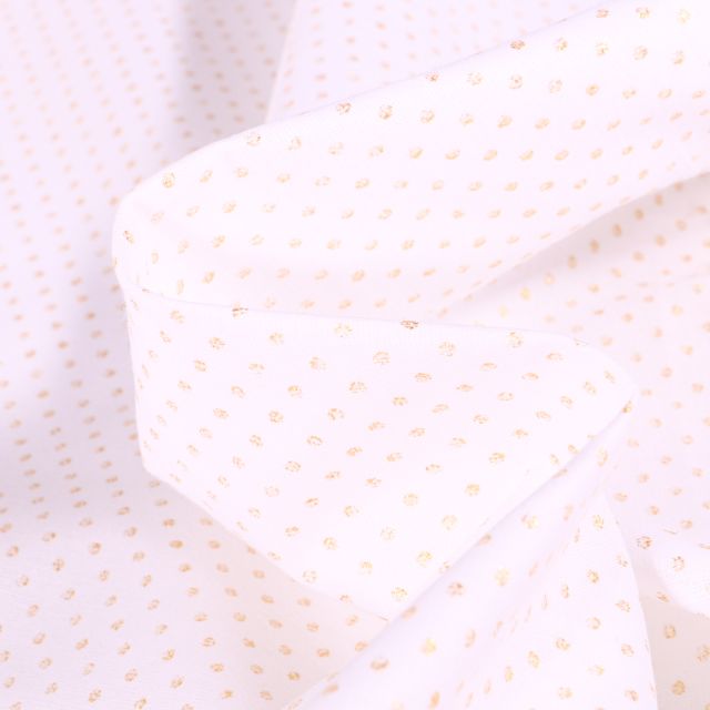 Tissu Coton imprimé Arty Pisan doré sur fond Blanc