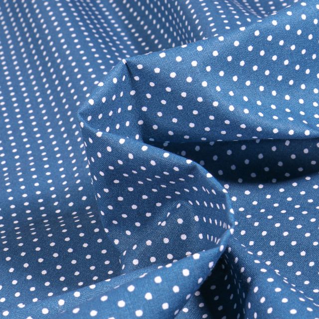 Tissu Coton imprimé Arty Piselli sur fond Bleu indigo