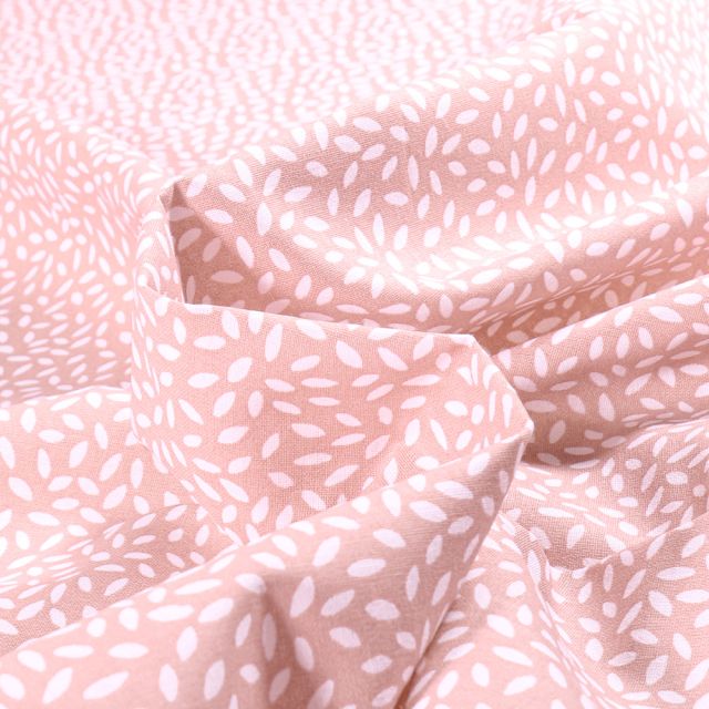 Tissu Coton imprimé Arty Stili sur fond Rose nude