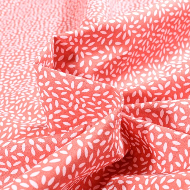 Tissu Coton imprimé Arty Stili sur fond Corail