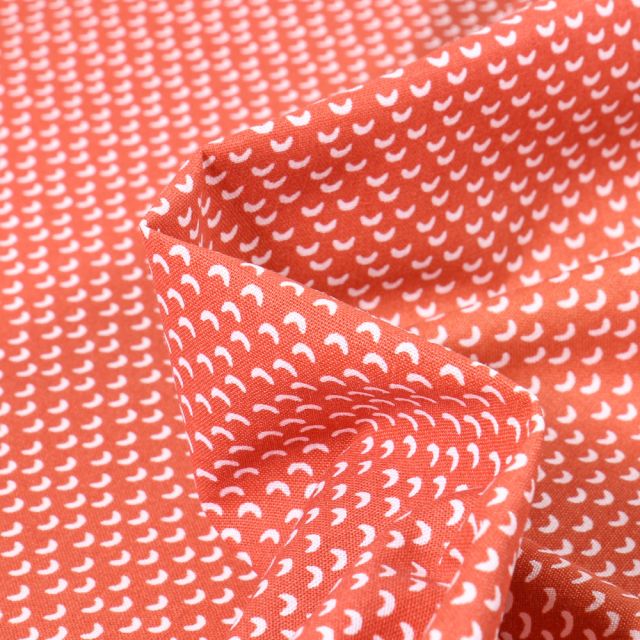 Tissu Coton imprimé Arty Wago sur fond Orange