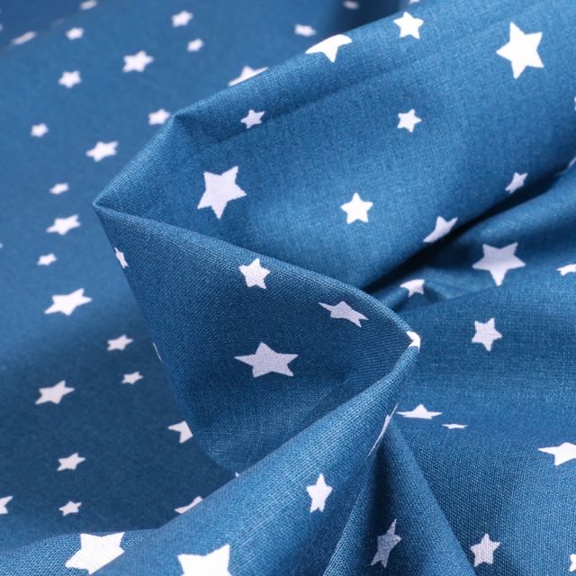 Tissu Coton imprimé Arty Zetoile sur fond Bleu indigo