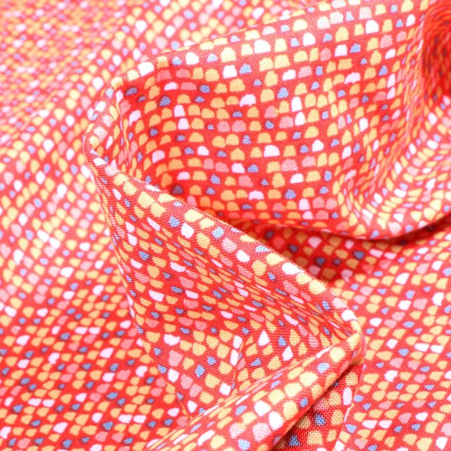 Tissu Coton imprimé QT Fabrics Liloo sur fond Corail