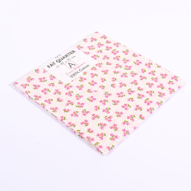 Coupon de tissu Coton imprimé Fleuri Jade Rose - 45 x 55 cm