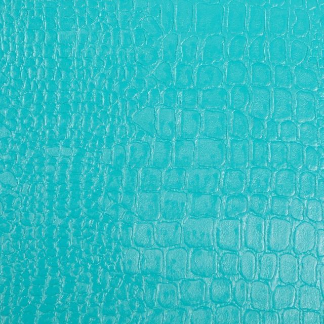 Tissu Simili cuir Croco Bleu turquoise - Par 10 cm