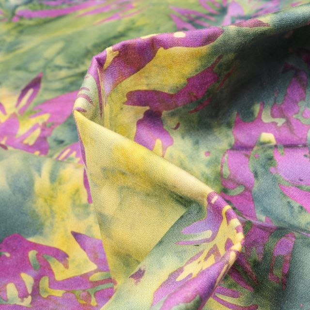 Tissu Batik  Cahya sur fond Violet