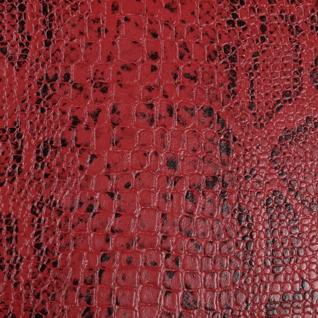 Tissu Simili cuir Croco snake Rouge - Par 10 cm