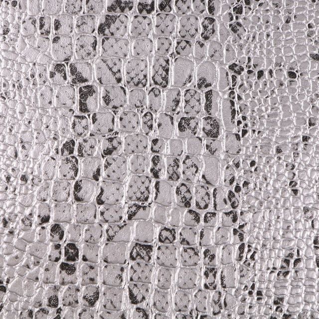 Tissu Simili cuir Croco snake Argent - Par 10 cm