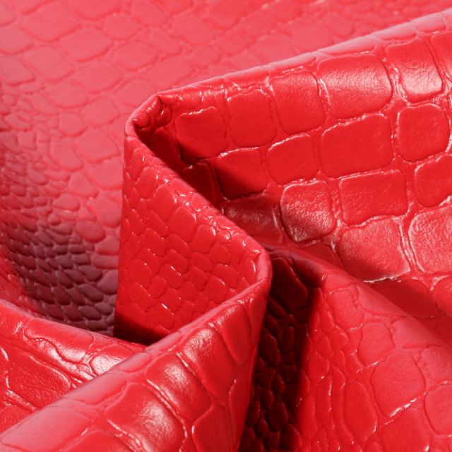 Coupon Simili cuir Croco brillant Rouge - 50 x 70 cm