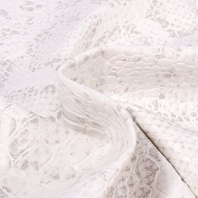 Coupon Simili cuir Croco snake mat Blanc - 50 x 70 cm