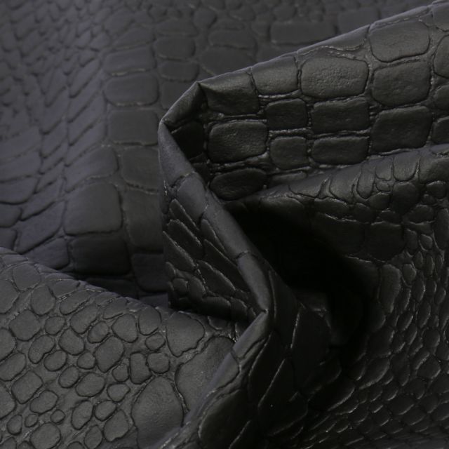 Coupon Simili cuir Croco mat Noir - 50 x 70 cm