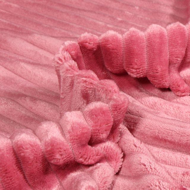 Tissu Minky Ultra doux côtelé Bois de rose