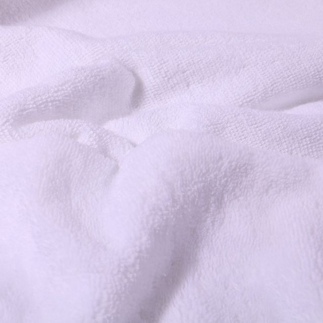 Tissu Éponge réversible Bambou envers polyester tout doux Blanc - Par 10 cm