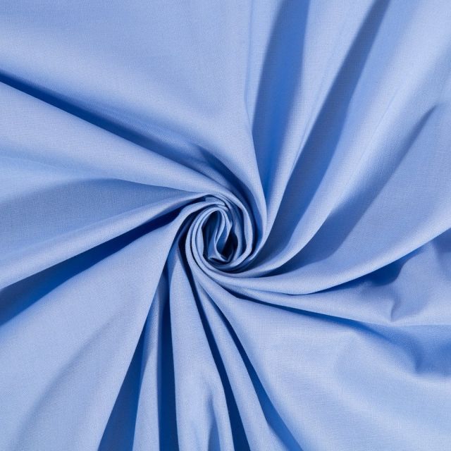 Tissu Coton uni Bleu bleuet - Par 10 cm