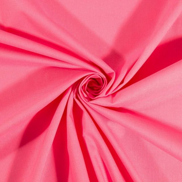 Tissu Coton uni Rose bonbon - Par 10 cm